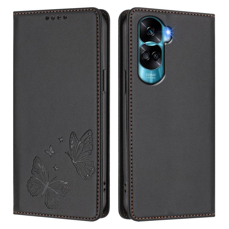 For Honor 90 Lite / X50i 5G Strong Magnetic Dual Butterfly RFID Vegan Leather Phone Case
