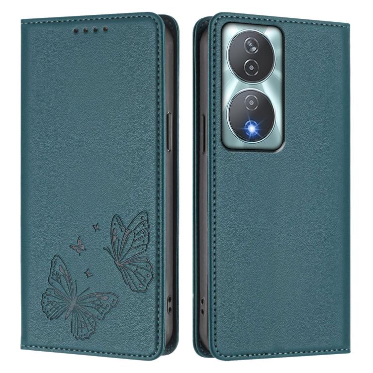 For Honor 90 Smart 5G / X7b 5G / 4G Strong Magnetic Dual Butterfly RFID Vegan Leather Phone Case