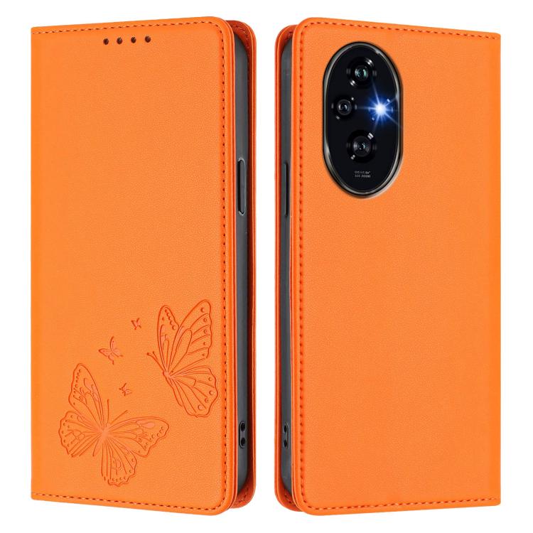 For Honor 200 5G Global Strong Magnetic Dual Butterfly RFID Vegan Leather Phone Case