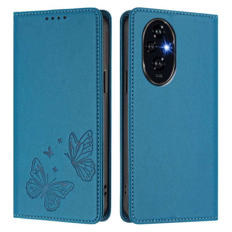 For Honor 200 5G Global Strong Magnetic Dual Butterfly RFID Vegan Leather Phone Case