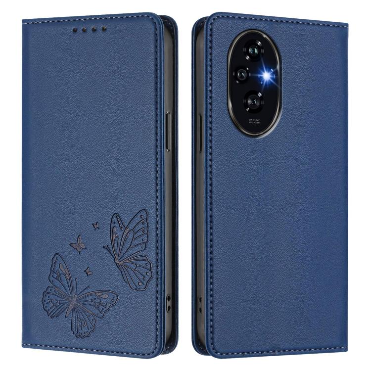 For Honor 200 5G Global Strong Magnetic Dual Butterfly RFID Vegan Leather Phone Case