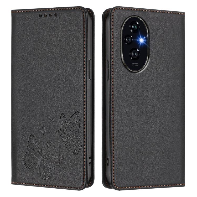 For Honor 200 5G Global Strong Magnetic Dual Butterfly RFID Vegan Leather Phone Case