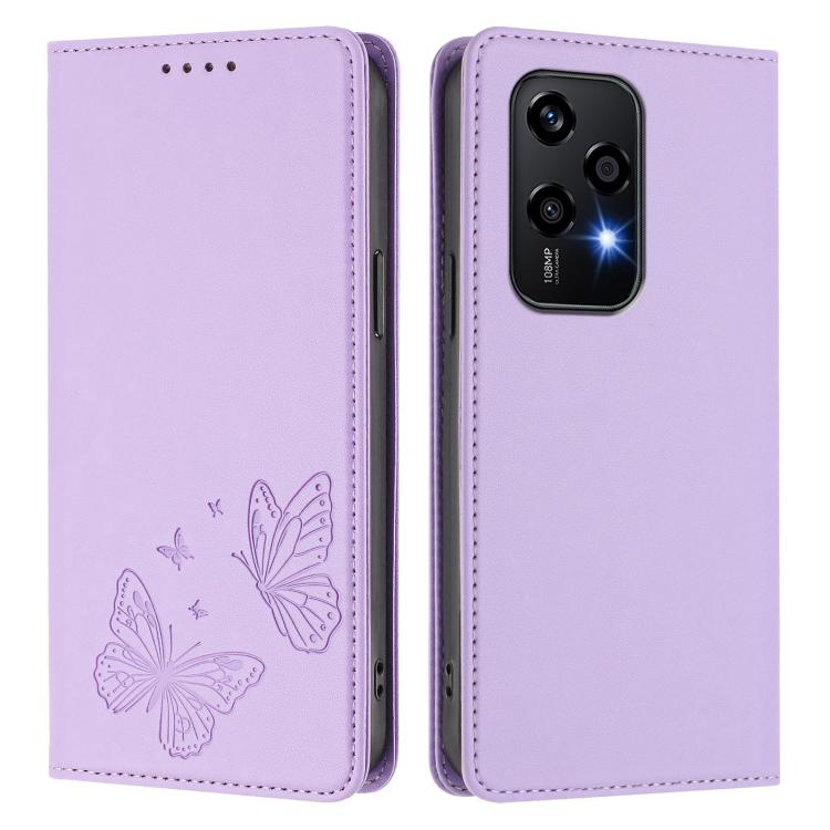 For Honor 200 Lite Global Strong Magnetic Dual Butterfly RFID Vegan Leather Phone Case