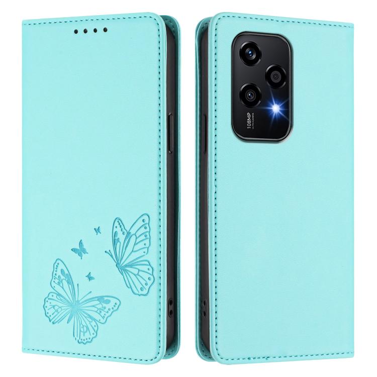 For Honor 200 Lite Global Strong Magnetic Dual Butterfly RFID Vegan Leather Phone Case