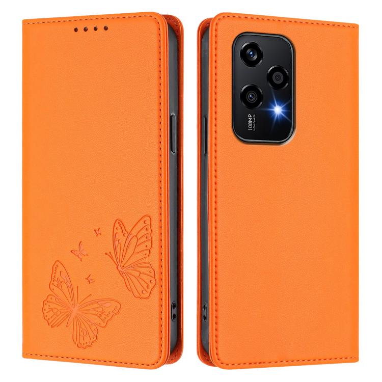 For Honor 200 Lite Global Strong Magnetic Dual Butterfly RFID Vegan Leather Phone Case