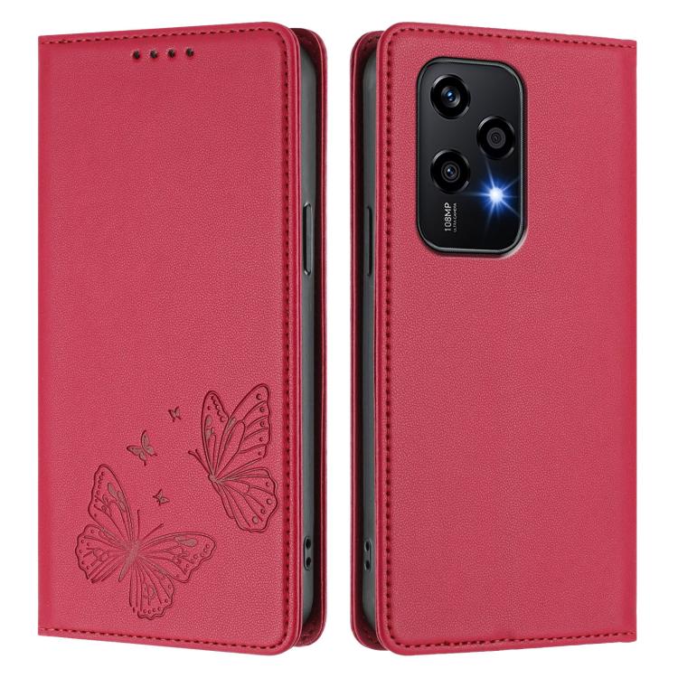For Honor 200 Lite Global Strong Magnetic Dual Butterfly RFID Vegan Leather Phone Case
