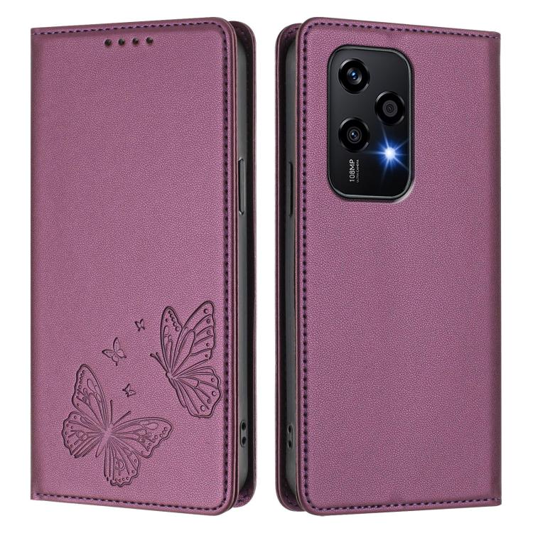 For Honor 200 Lite Global Strong Magnetic Dual Butterfly RFID Vegan Leather Phone Case