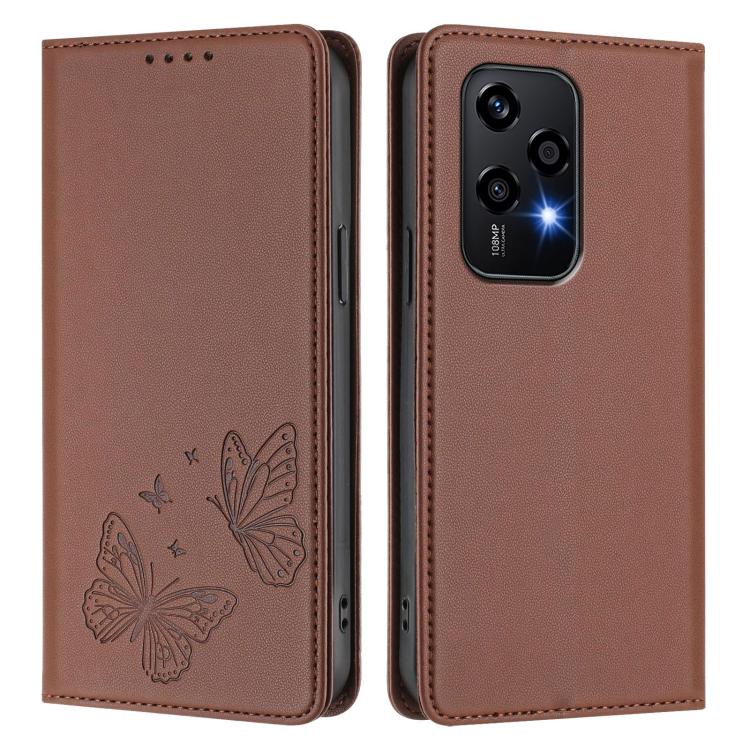 For Honor 200 Lite Global Strong Magnetic Dual Butterfly RFID Vegan Leather Phone Case