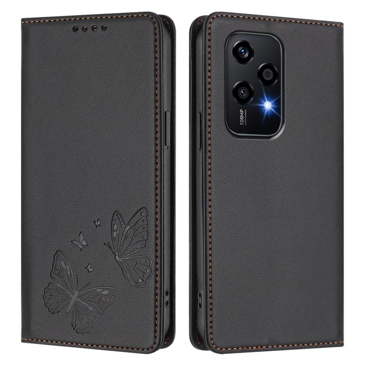 For Honor 200 Lite Global Strong Magnetic Dual Butterfly RFID Vegan Leather Phone Case