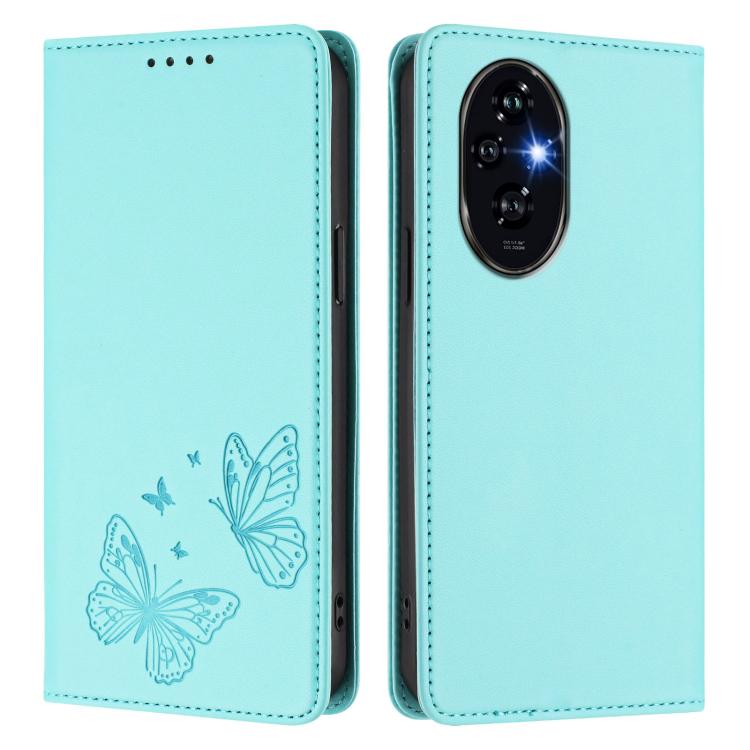 For Honor 200 Pro 5G Global Strong Magnetic Dual Butterfly RFID Vegan Leather Phone Case