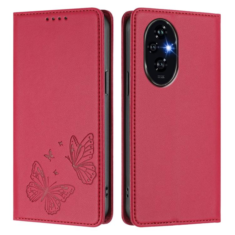 For Honor 200 Pro 5G Global Strong Magnetic Dual Butterfly RFID Vegan Leather Phone Case