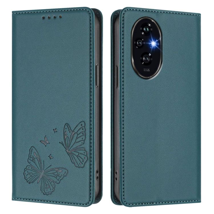 For Honor 200 Pro 5G Global Strong Magnetic Dual Butterfly RFID Vegan Leather Phone Case