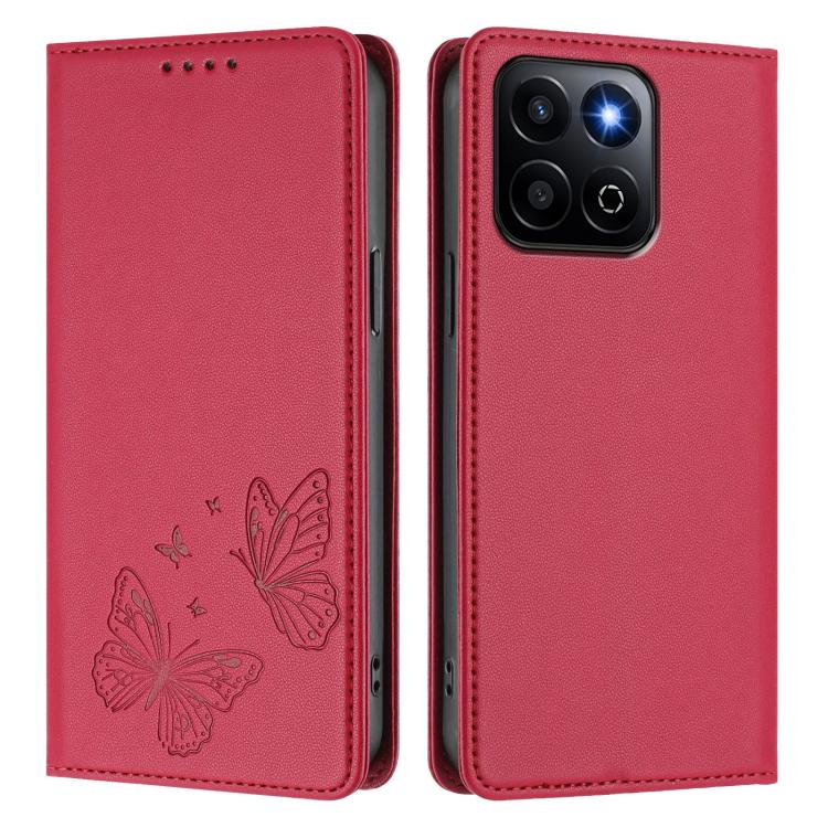 For Honor 200 Smart 5G Global Strong Magnetic Dual Butterfly RFID Vegan Leather Phone Case