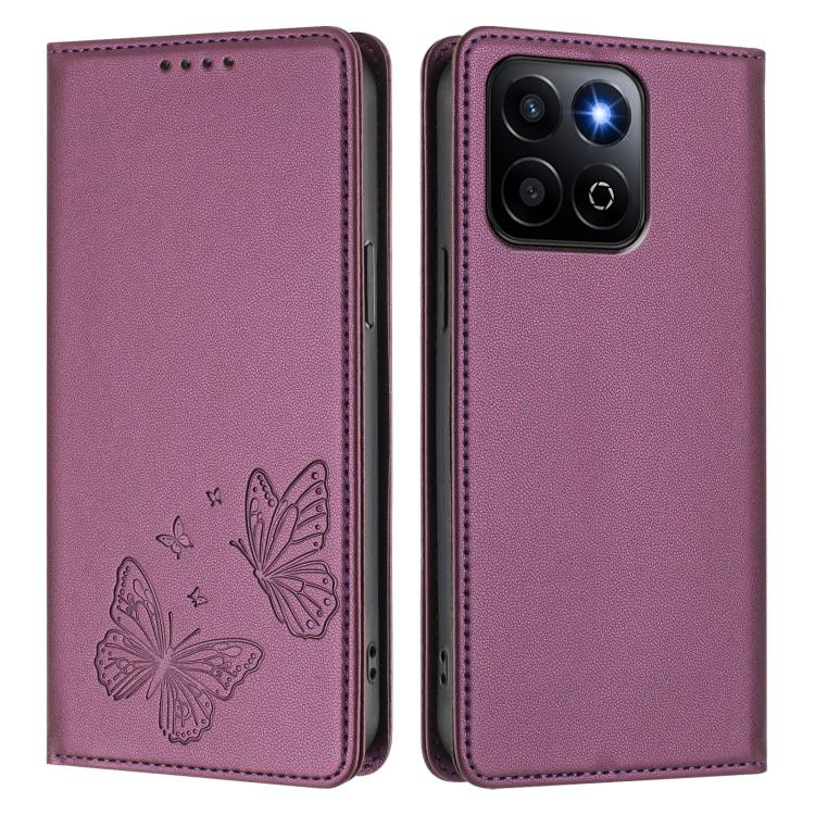 For Honor 200 Smart 5G Global Strong Magnetic Dual Butterfly RFID Vegan Leather Phone Case