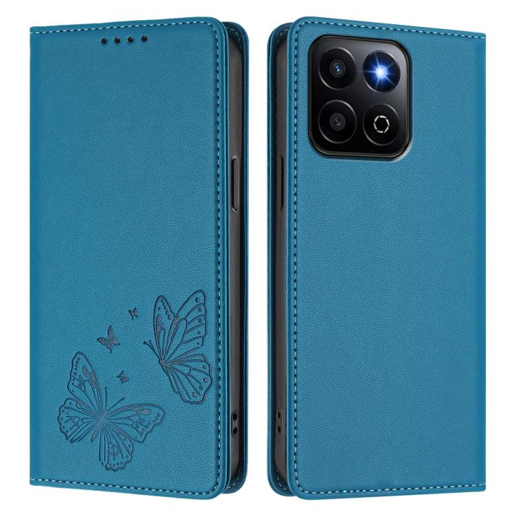 For Honor 200 Smart 5G Global Strong Magnetic Dual Butterfly RFID Vegan Leather Phone Case