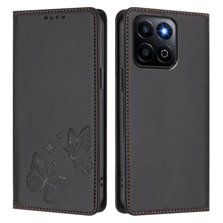 For Honor 200 Smart 5G Global Strong Magnetic Dual Butterfly RFID Vegan Leather Phone Case