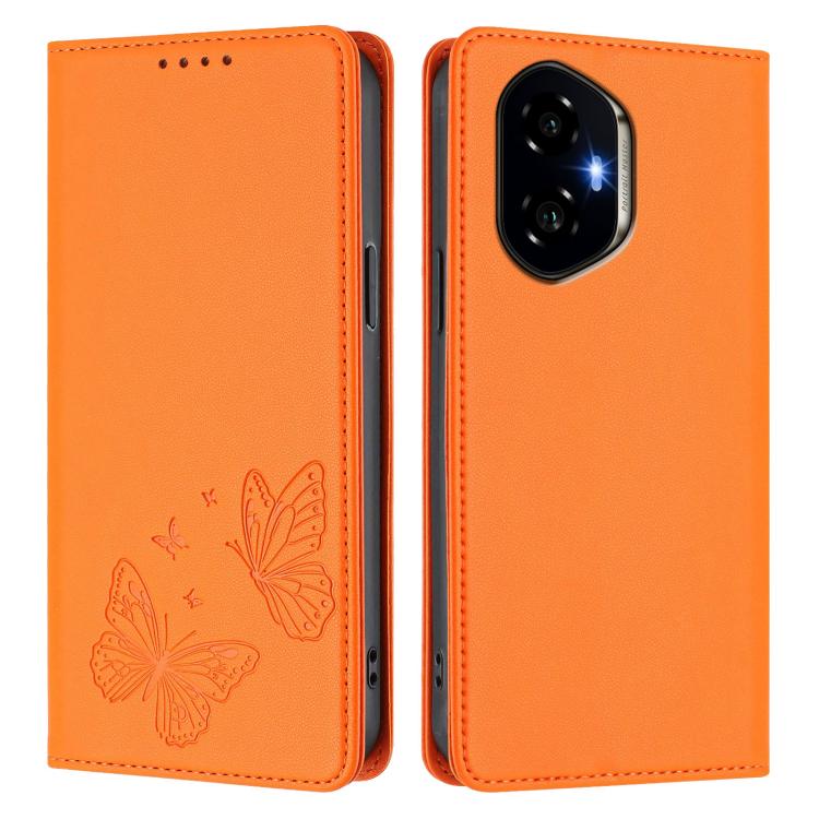 For Honor 300 Strong Magnetic Dual Butterfly RFID Vegan Leather Phone Case