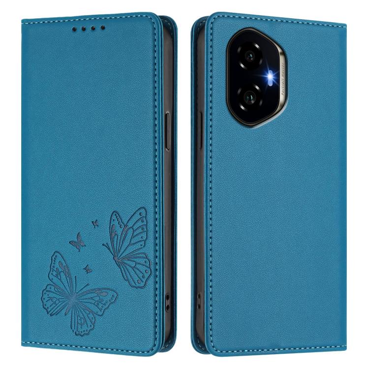 For Honor 300 Strong Magnetic Dual Butterfly RFID Vegan Leather Phone Case