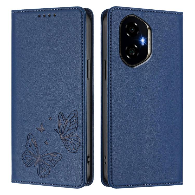 For Honor 300 Strong Magnetic Dual Butterfly RFID Vegan Leather Phone Case