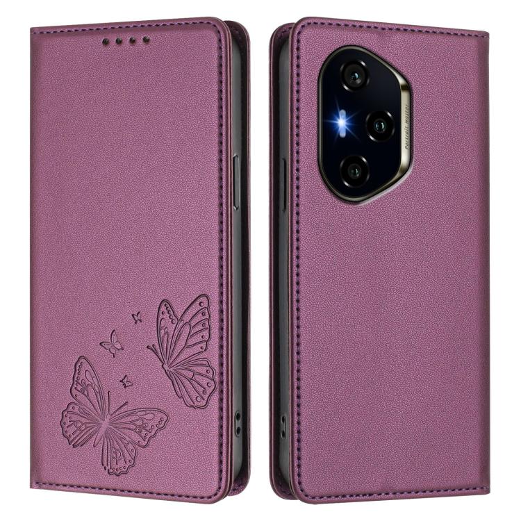 For Honor 300 Pro / 300 Ultra Strong Magnetic Dual Butterfly RFID Vegan Leather Phone Case