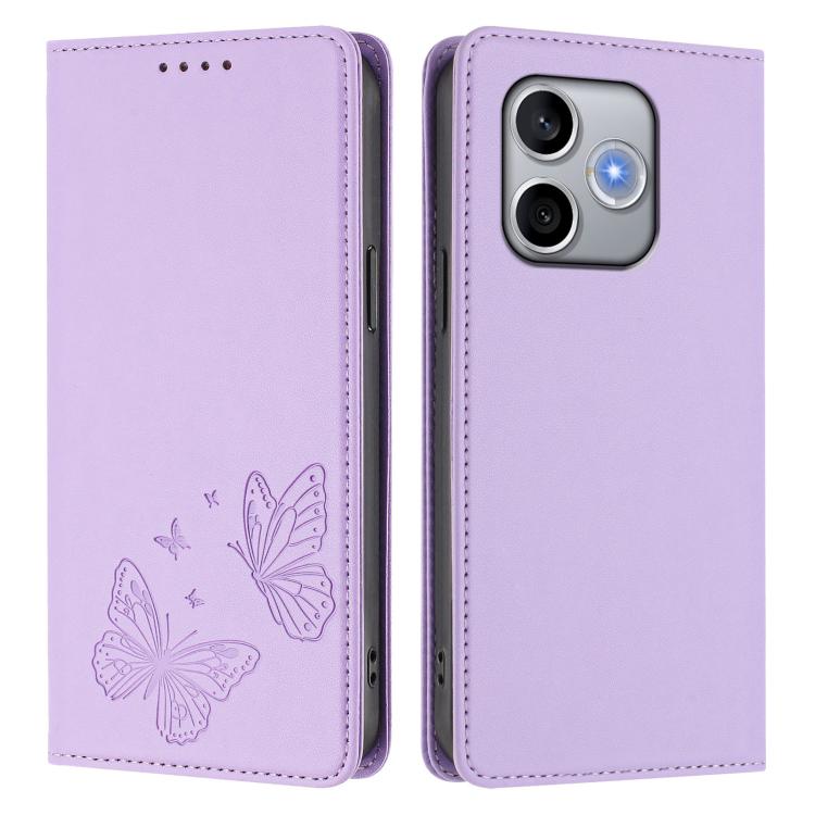 For Honor 600 Lite Global Strong Magnetic Dual Butterfly RFID Vegan Leather Phone Case
