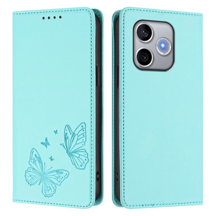 For Honor 600 Lite Global Strong Magnetic Dual Butterfly RFID Vegan Leather Phone Case