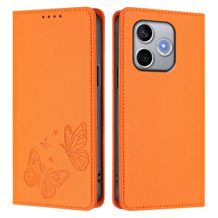 For Honor 600 Lite Global Strong Magnetic Dual Butterfly RFID Vegan Leather Phone Case