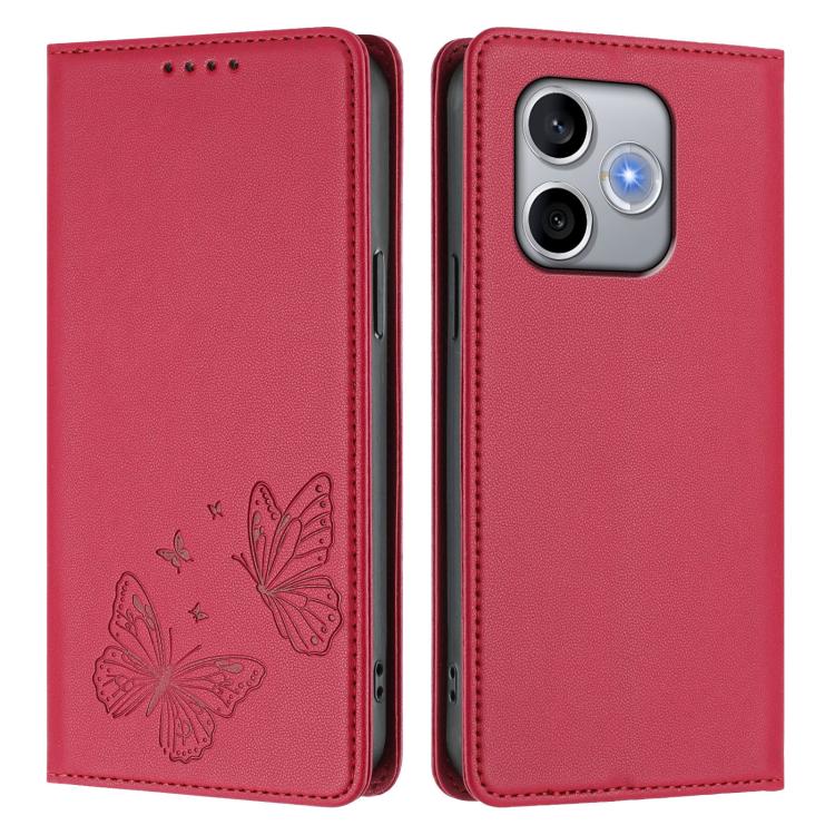 For Honor 600 Lite Global Strong Magnetic Dual Butterfly RFID Vegan Leather Phone Case