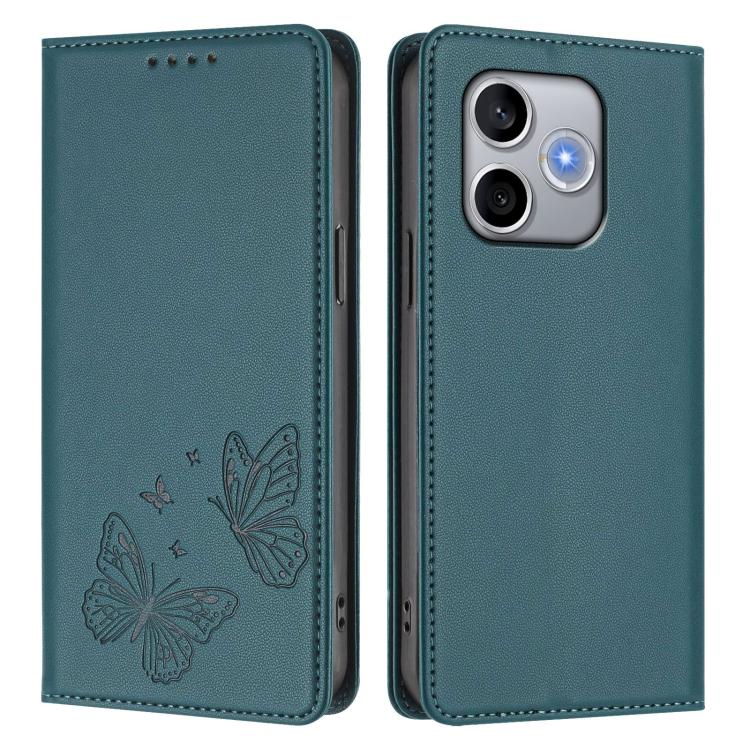 For Honor 600 Lite Global Strong Magnetic Dual Butterfly RFID Vegan Leather Phone Case