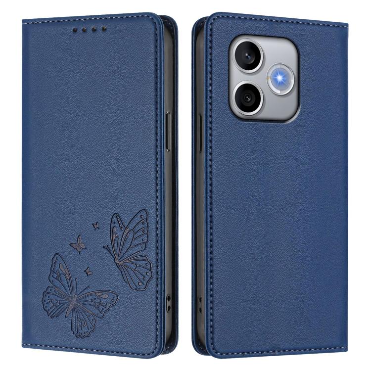 For Honor 600 Lite Global Strong Magnetic Dual Butterfly RFID Vegan Leather Phone Case