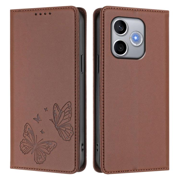 For Honor 600 Lite Global Strong Magnetic Dual Butterfly RFID Vegan Leather Phone Case