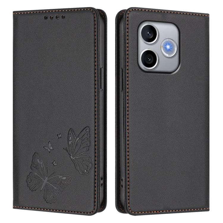 For Honor 600 Lite Global Strong Magnetic Dual Butterfly RFID Vegan Leather Phone Case