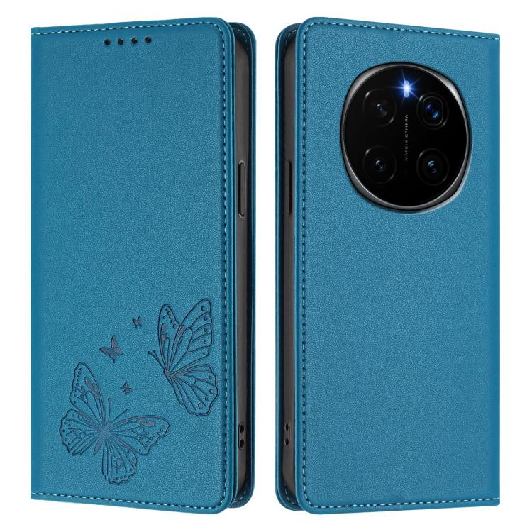 For Honor Magic7 5G Strong Magnetic Dual Butterfly RFID Vegan Leather Phone Case