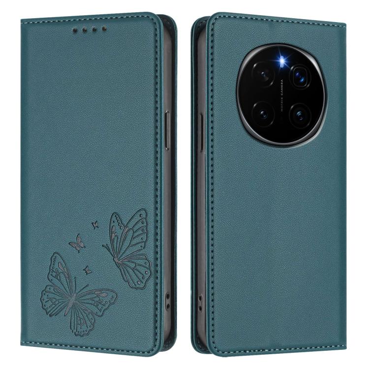For Honor Magic7 5G Strong Magnetic Dual Butterfly RFID Vegan Leather Phone Case