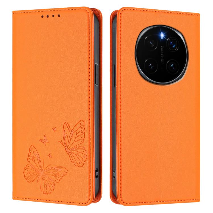 For Honor Magic7 Pro 5G Strong Magnetic Dual Butterfly RFID Vegan Leather Phone Case
