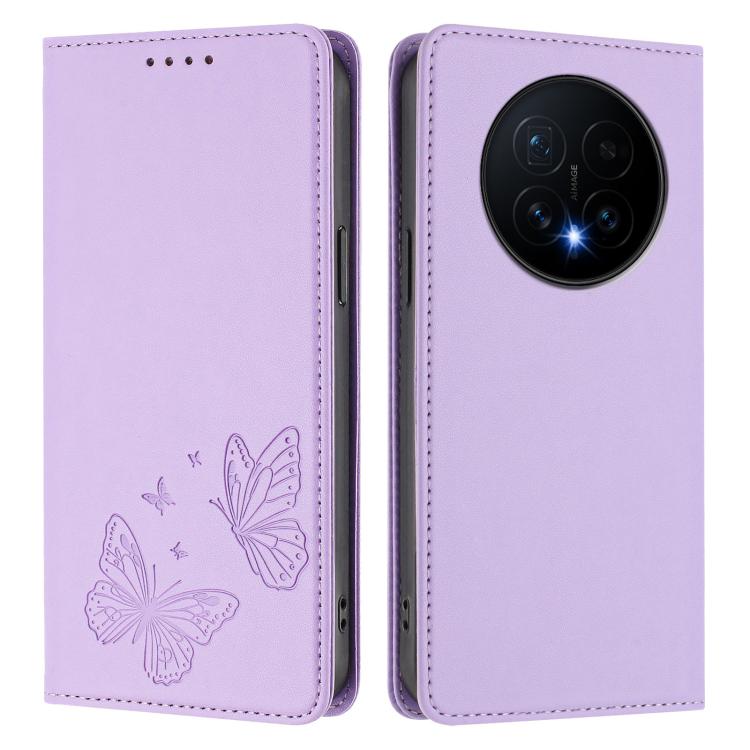 For Honor Magic8 Strong Magnetic Dual Butterfly RFID Vegan Leather Phone Case