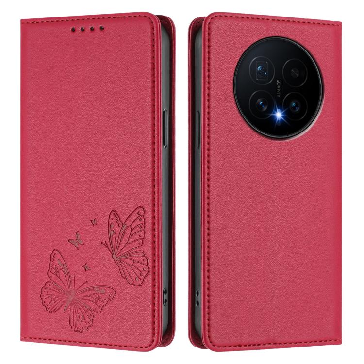 For Honor Magic8 Strong Magnetic Dual Butterfly RFID Vegan Leather Phone Case