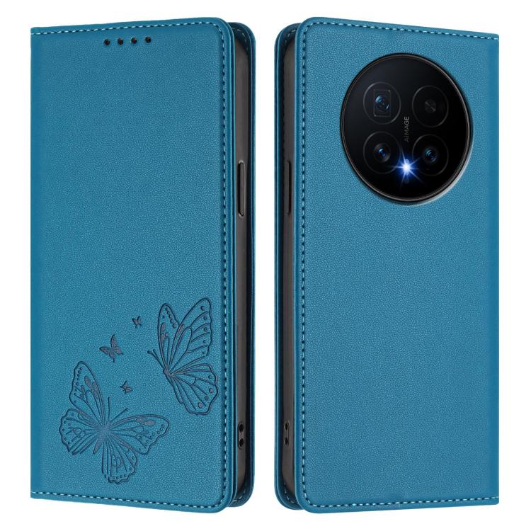 For Honor Magic8 Strong Magnetic Dual Butterfly RFID Vegan Leather Phone Case