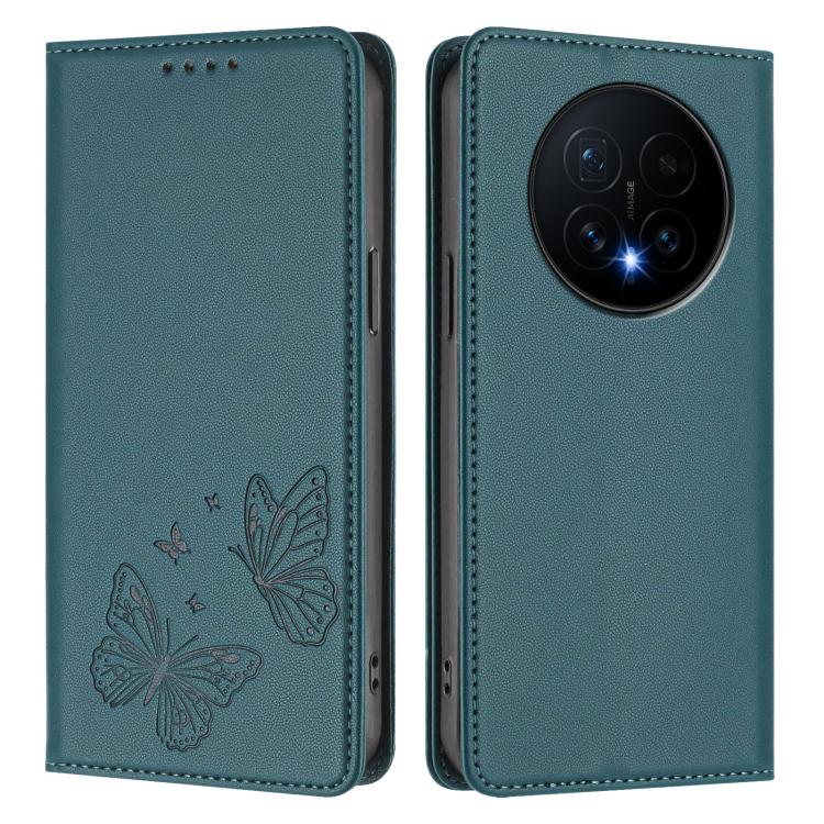 For Honor Magic8 Strong Magnetic Dual Butterfly RFID Vegan Leather Phone Case