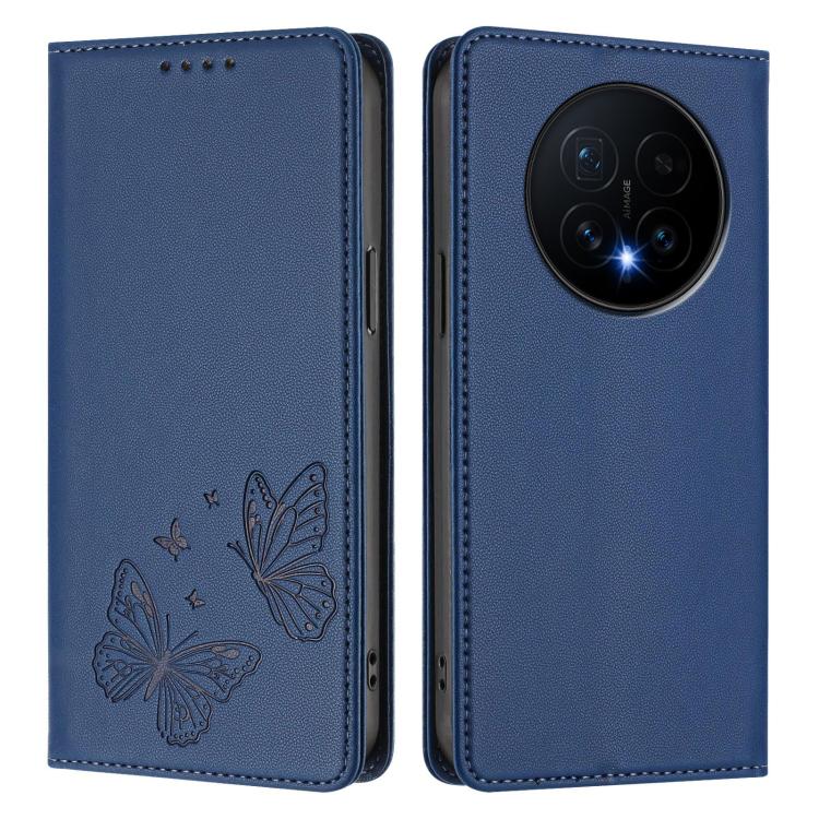For Honor Magic8 Strong Magnetic Dual Butterfly RFID Vegan Leather Phone Case