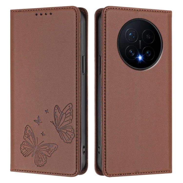 For Honor Magic8 Strong Magnetic Dual Butterfly RFID Vegan Leather Phone Case