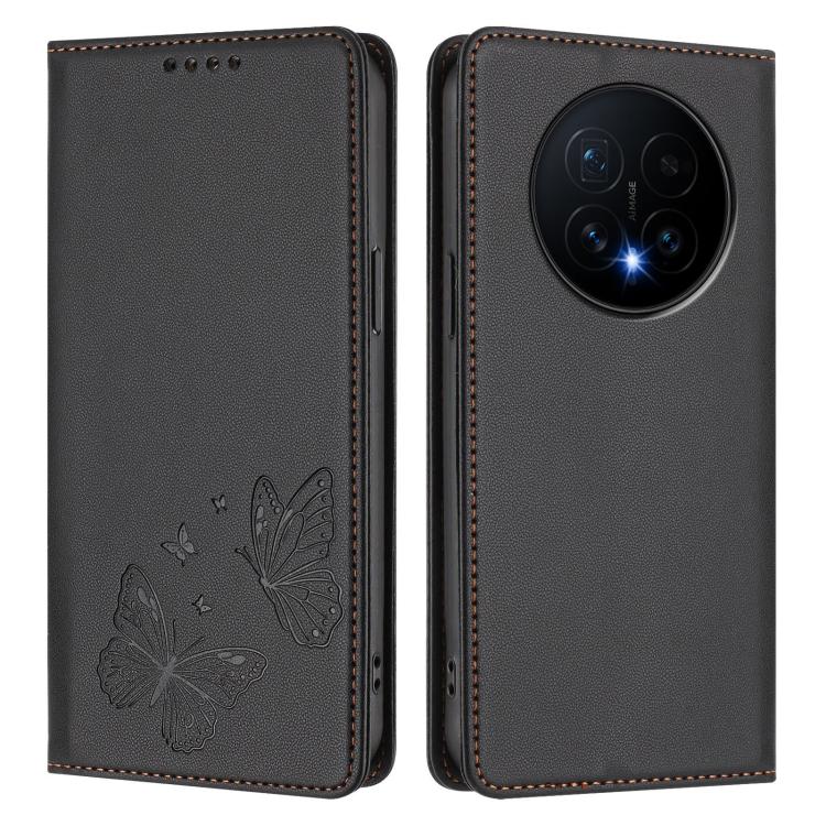 For Honor Magic8 Strong Magnetic Dual Butterfly RFID Vegan Leather Phone Case