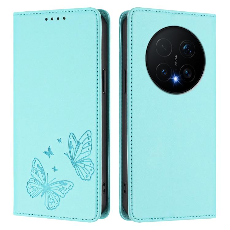 For Honor Magic8 Pro Strong Magnetic Dual Butterfly RFID Vegan Leather Phone Case