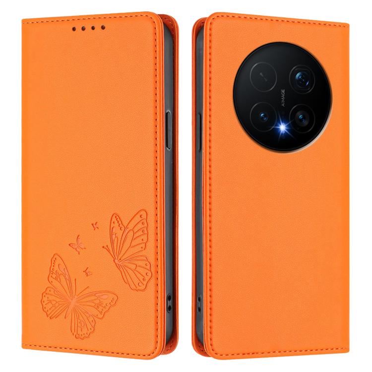 For Honor Magic8 Pro Strong Magnetic Dual Butterfly RFID Vegan Leather Phone Case