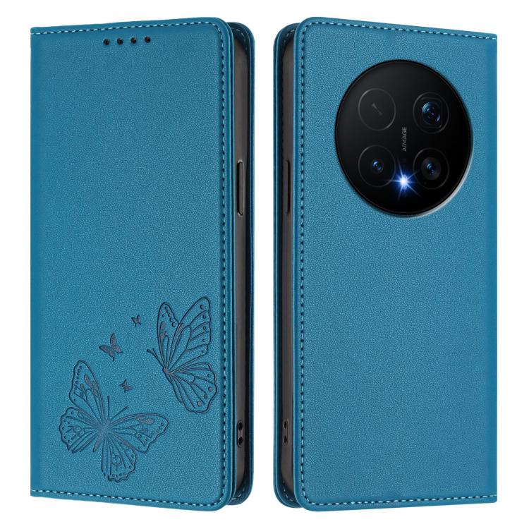 For Honor Magic8 Pro Strong Magnetic Dual Butterfly RFID Vegan Leather Phone Case