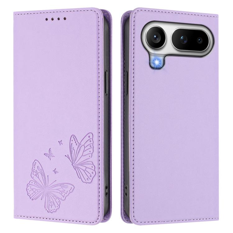 For Honor Magic8 Pro Air 5G Strong Magnetic Dual Butterfly RFID Vegan Leather Phone Case