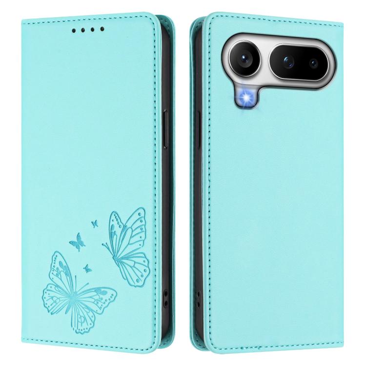 For Honor Magic8 Pro Air 5G Strong Magnetic Dual Butterfly RFID Vegan Leather Phone Case