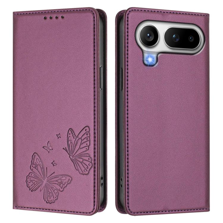 For Honor Magic8 Pro Air 5G Strong Magnetic Dual Butterfly RFID Vegan Leather Phone Case