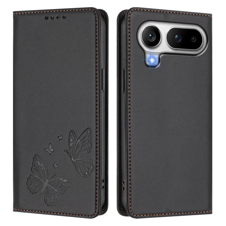 For Honor Magic8 Pro Air 5G Strong Magnetic Dual Butterfly RFID Vegan Leather Phone Case