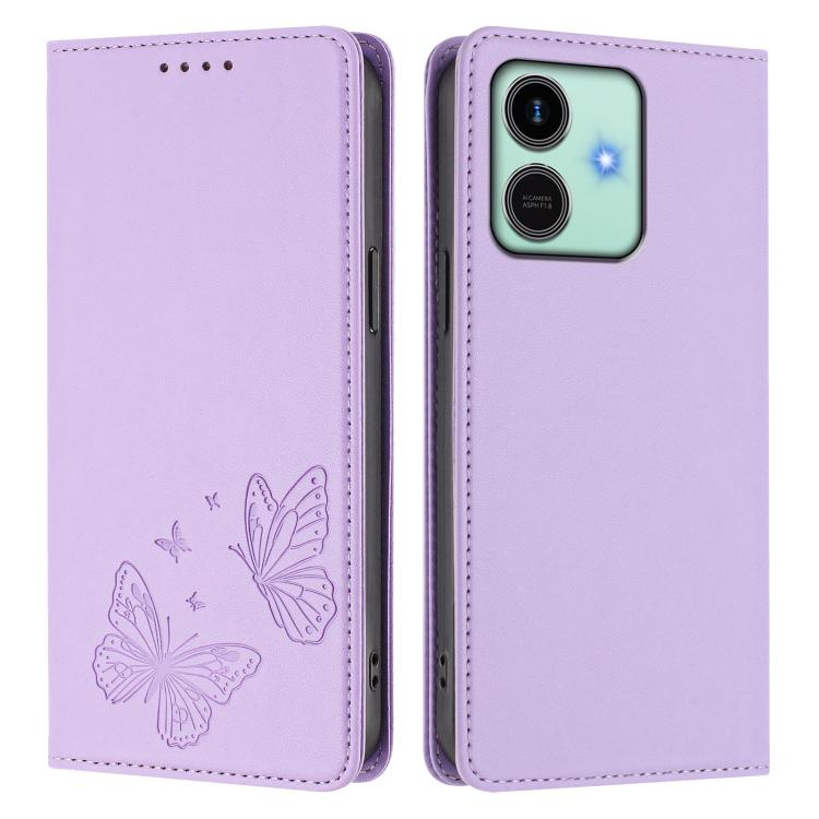 For Honor Play10 4G Strong Magnetic Dual Butterfly RFID Vegan Leather Phone Case